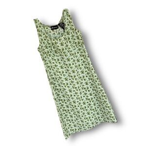Vintage Light Green Floral Scoop Neck Tank Dress